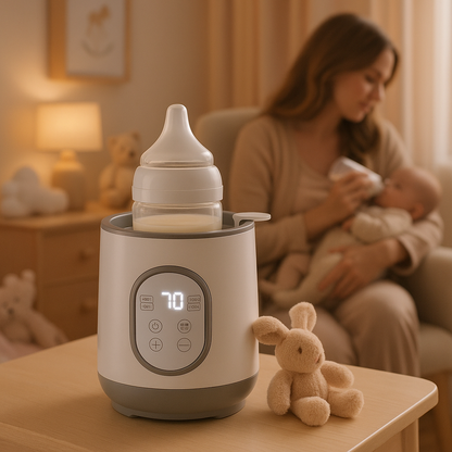 chauffe biberon blanc bébé boit lait