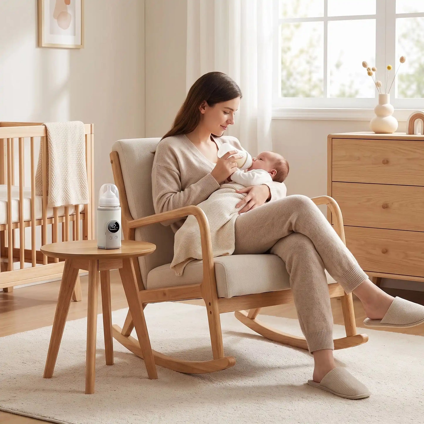 chauffe-biberon nomade maman nourrit bébé
