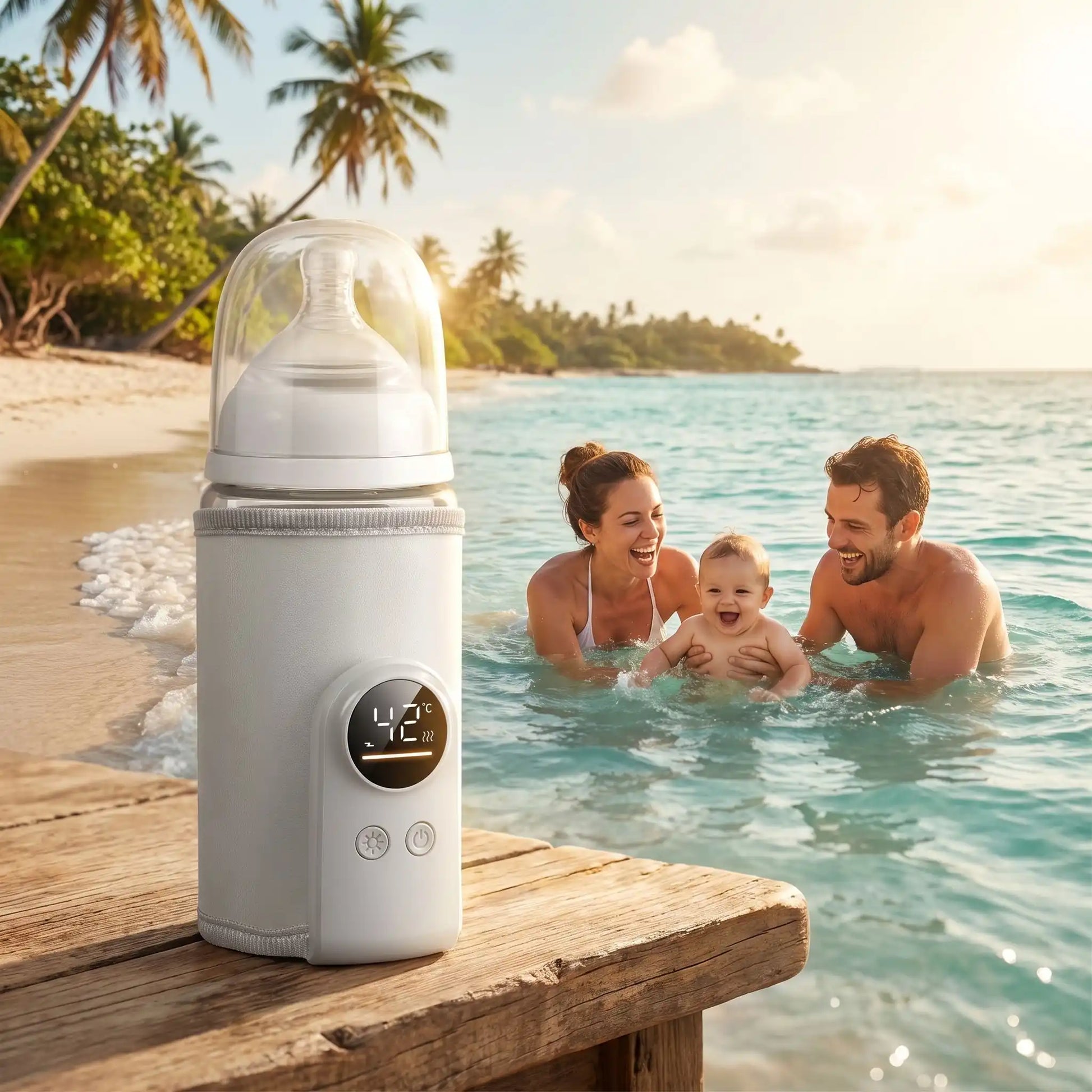chauffe-biberon nomade voyage plage