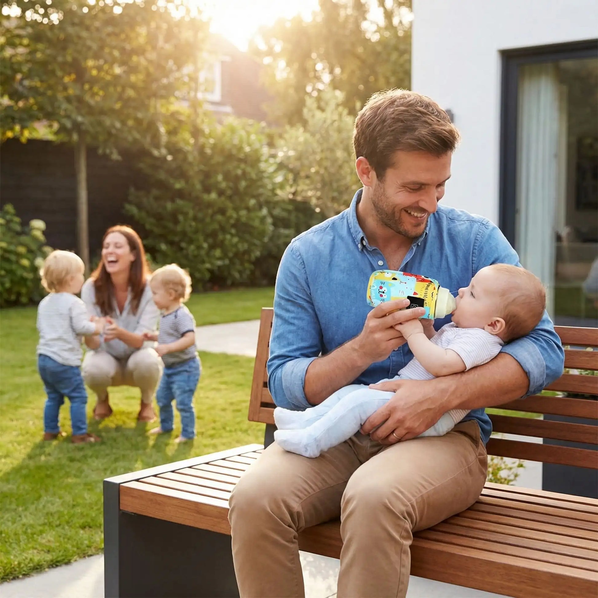 cours exterieur papa bébé chauffe biberon portable