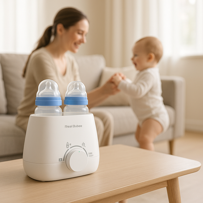 maman bébé joue salon lait chauffe biberon